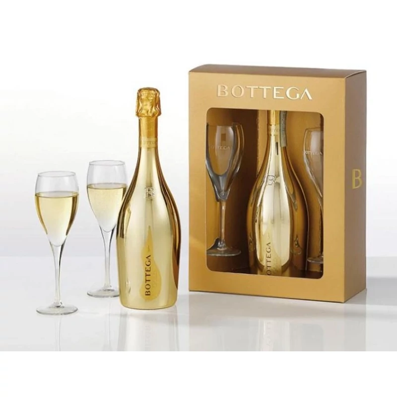 Bottega Gold Spumante Pezsgő díszdobozzal 2 pohárral | palinkashop.hu
