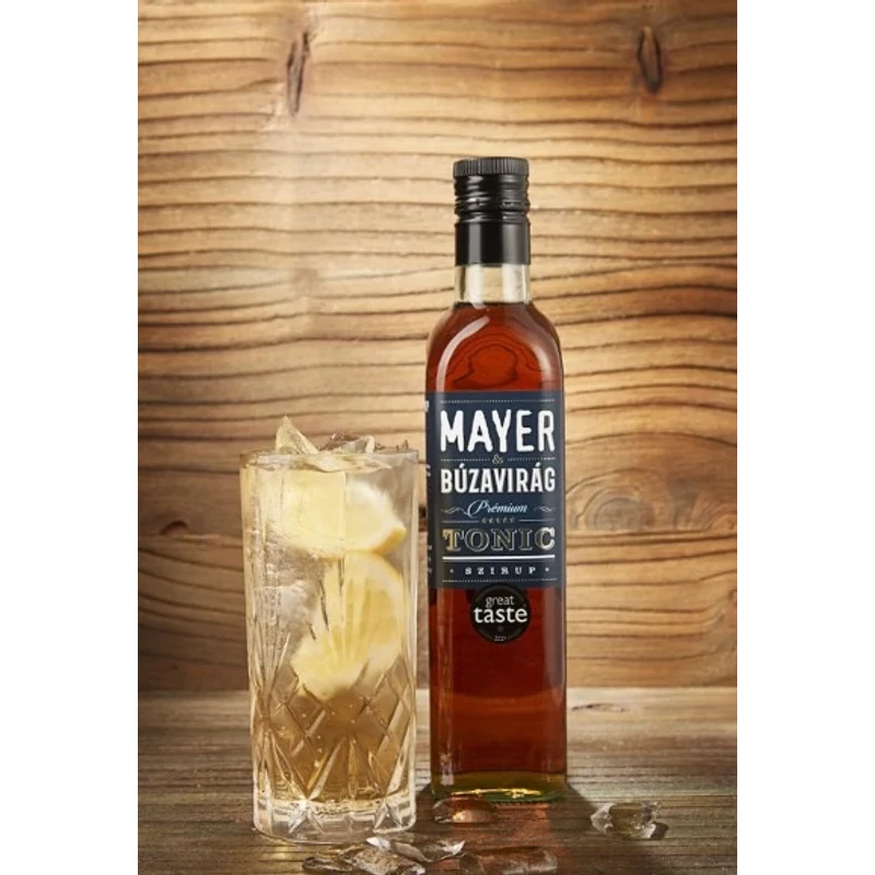 Mayer & Búzavirág Tonic szirup pohárral